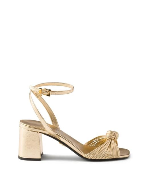 Prada Metallic Mordoré Leather Heeled Sandals