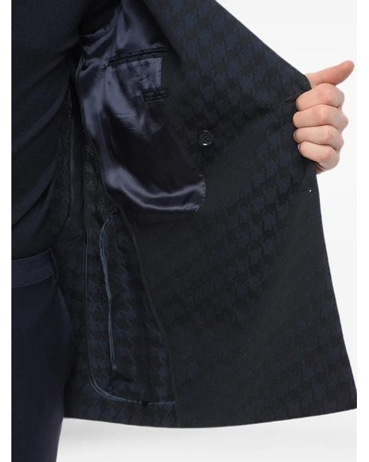 Corneliani Blue Houndstooth Double-Breasted Blazer for men
