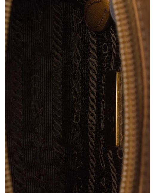 Prada Brown Micro Kosmetiktasche Mit Triangel-Logo