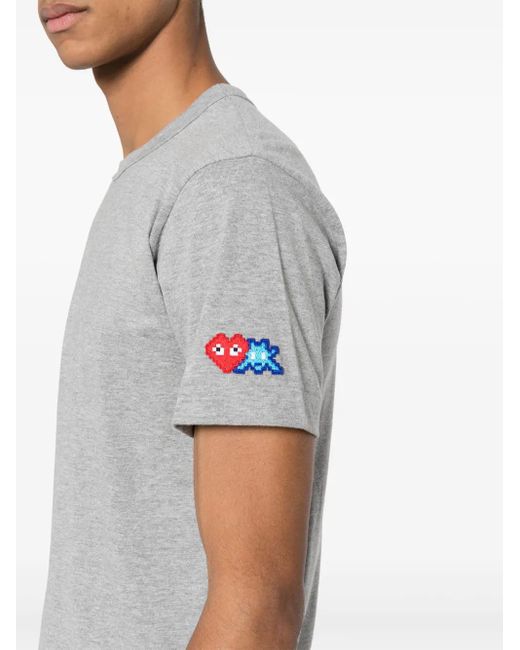 COMME DES GARÇONS PLAY Gray X The Artist Invader Pixelated-Appliqué T-Shirt for men