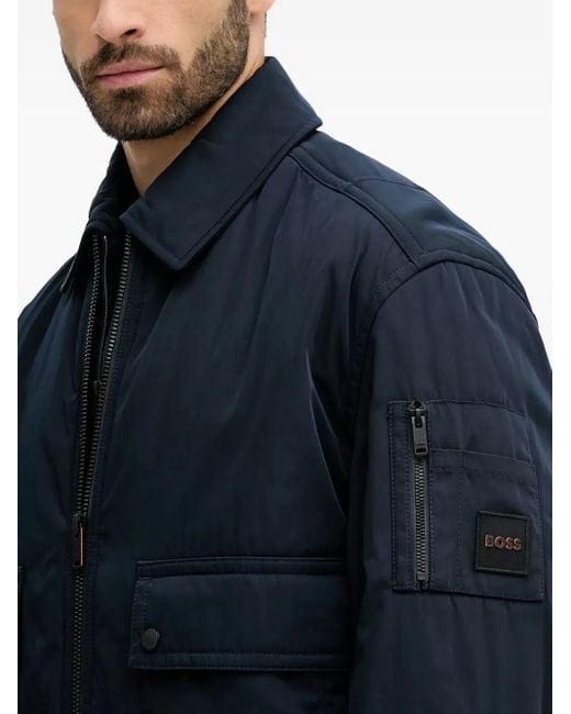 Boss Blue Patch-Pocket Bomber Jacket for men