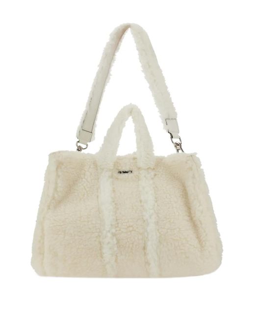 Sunnei Natural Fleece-Texture Tote Bag