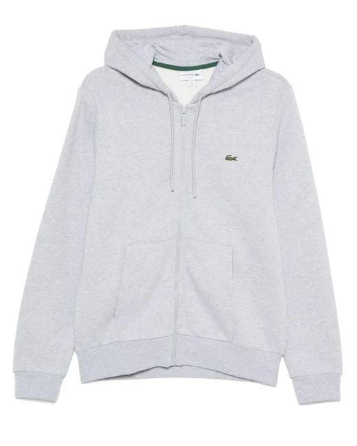 Lacoste White Logo-Patch Hoodie for men