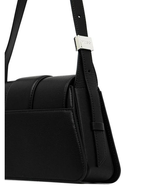 HUGO Black Flap-Detail Logo Shouder Bag