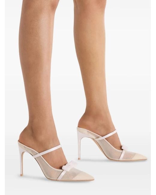 Malone Souliers White 90Mm Aurora Heeled Mules