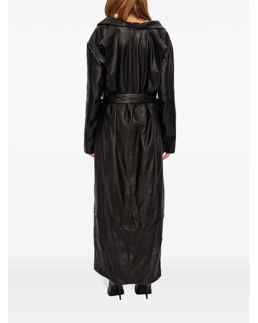 Balenciaga Black Belted Leather Trench Coat