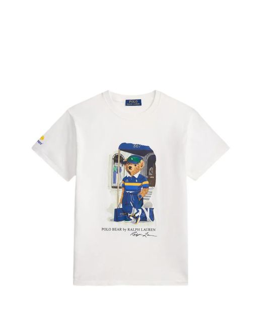 Polo Ralph Lauren White Polo Bear Graphic-Print T-Shirt