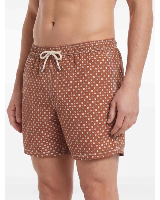 Mc2 Saint Barth Brown Lighting Floral-Print Swim Shorts for men