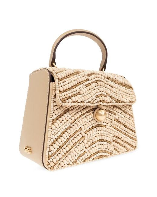 Cult Gaia Metallic Wood-Bead Embellished Tote Bag