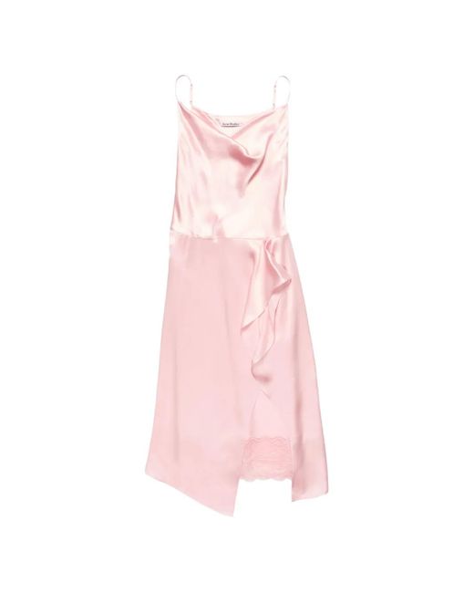 Acne Pink Shiny Satin Slip Dress