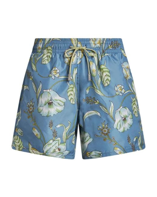 メンズ Etro フローラル トランクス水着 Blue