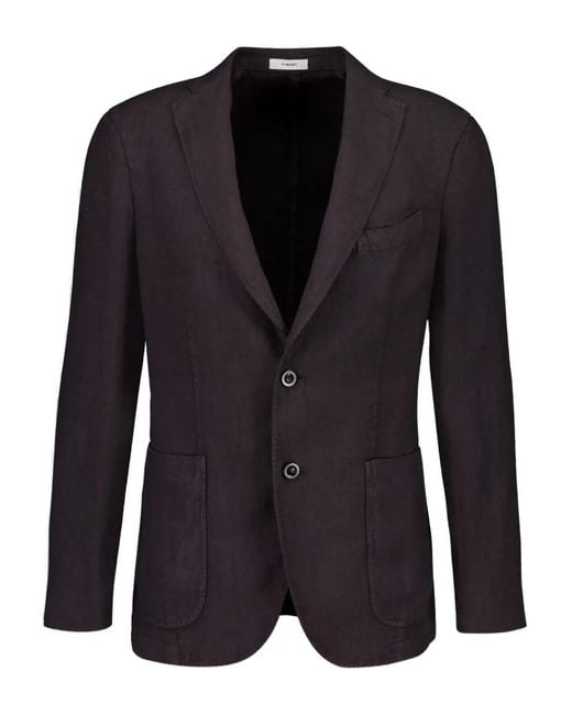 Boglioli Blue Single-Breasted Linen Blazer for men