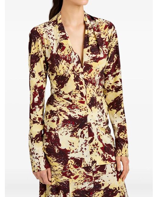 Proenza Schouler Brown Adela Printed Blouse