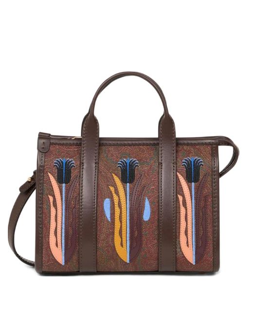 Etro Brown X Agostino Iacurci Embroidered Tote Bag