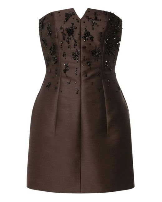 Alberta Ferretti Strapless Mini-Jurk Met Kralen in het Brown