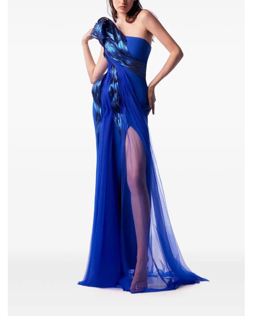 Gaby Charbachy Blue Tulle Gown