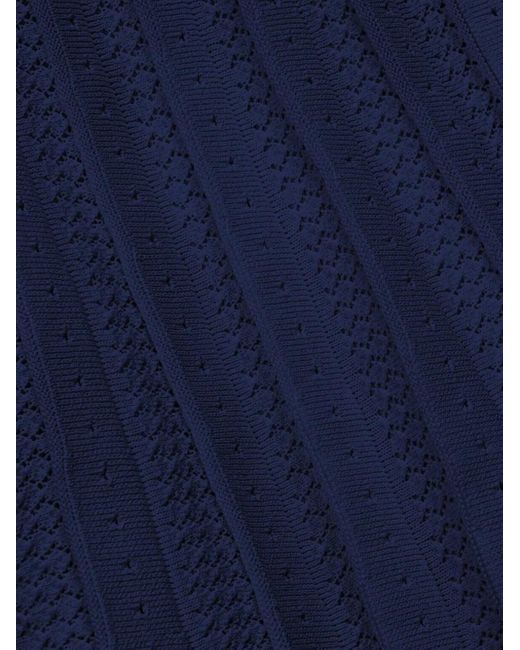 Staud Blue Square-Neck Pleated Top
