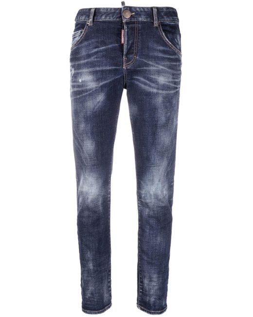 DSquared² Bleached-effect Skinny Jeans in het Blue