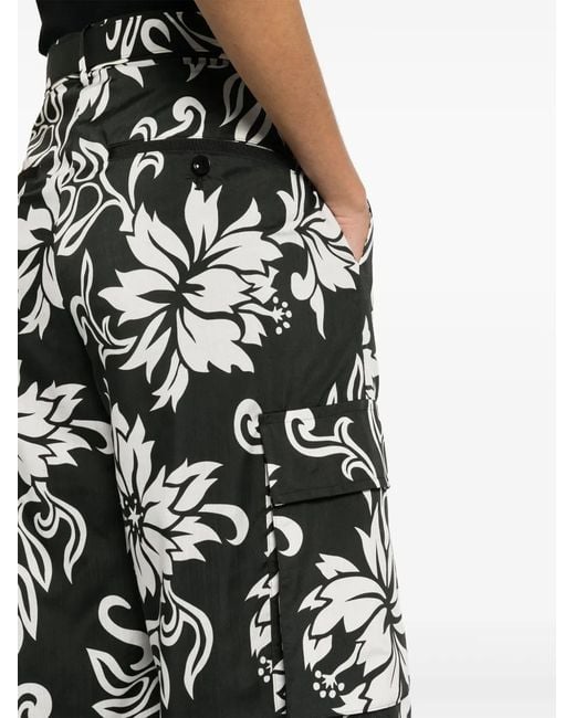 Sacai Black Floral-Print Palazzo Trousers