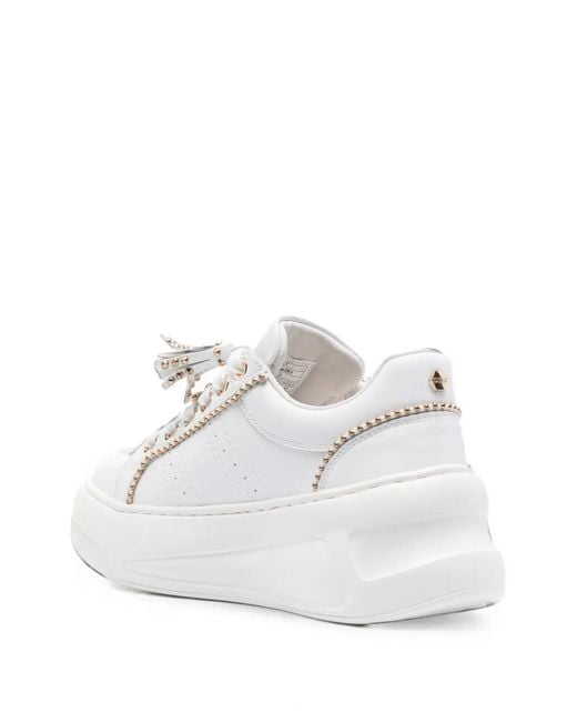 Cult White Nirvana Stud-Embellished Leather Sneakers