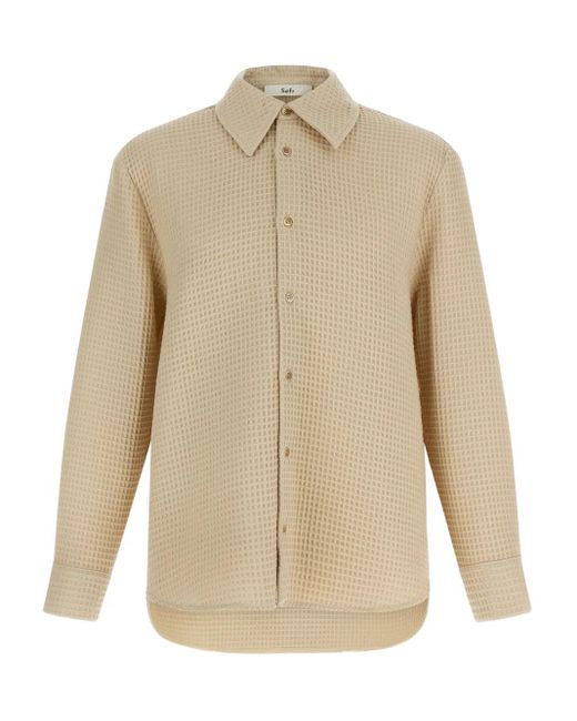 Séfr Natural Waffle-Knitted Buttoned Shirt for men