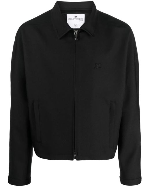 Courreges Black Pointed Flat-Collar Zip-Up Jacket for men