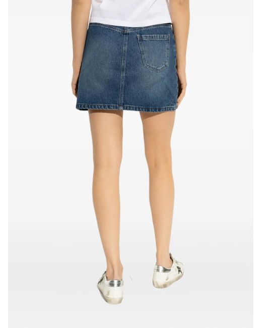 A.P.C. Blue Moss Denim Mini Skirt Clothing