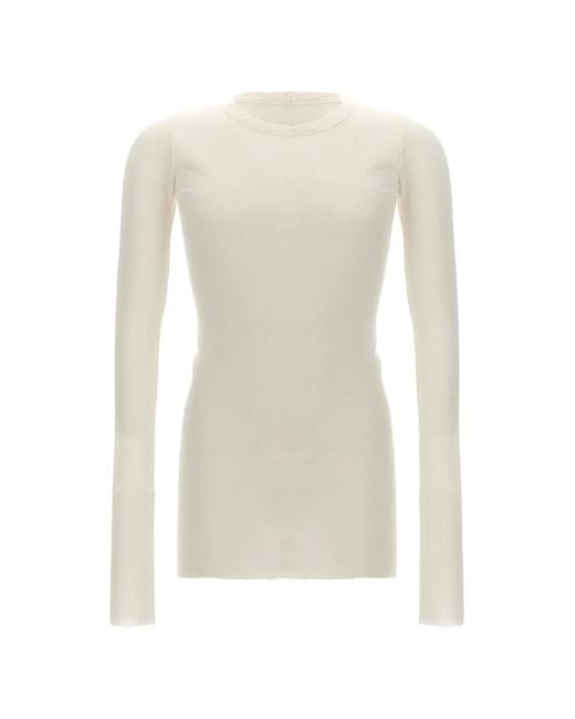 Rick Owens White Tower Rib Ls T Raw-Cut T-Shirt for men