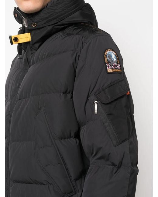Parajumpers Black Logo-Patch Hooded Jacket for men
