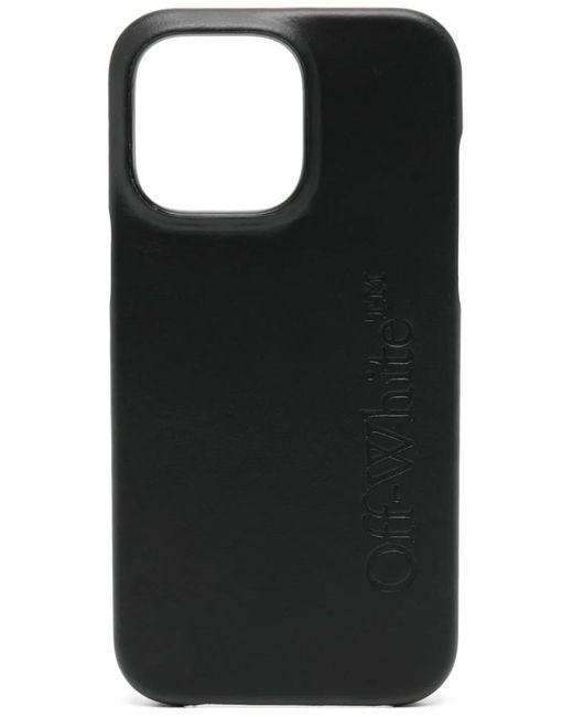 Off-White c/o Virgil Abloh Black Ow Bookish Logo-embossed Leather Iphone 14 Pro Case for men