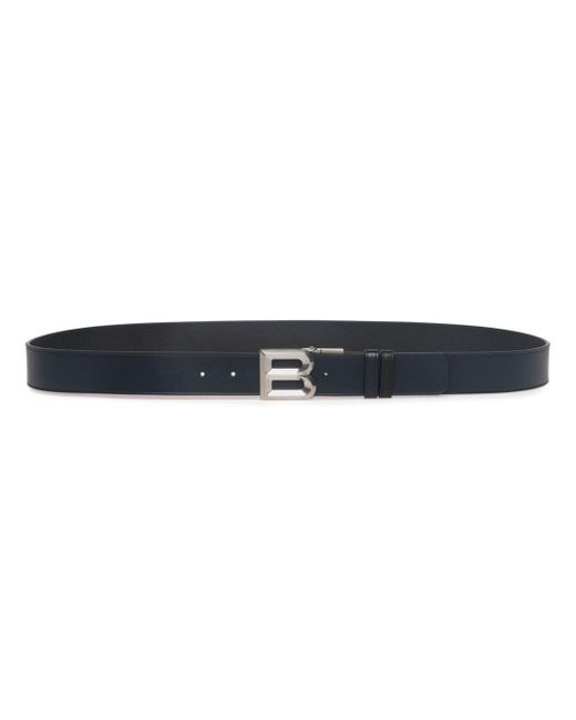 Bally Blue Leather Logo-buckle Belt for men