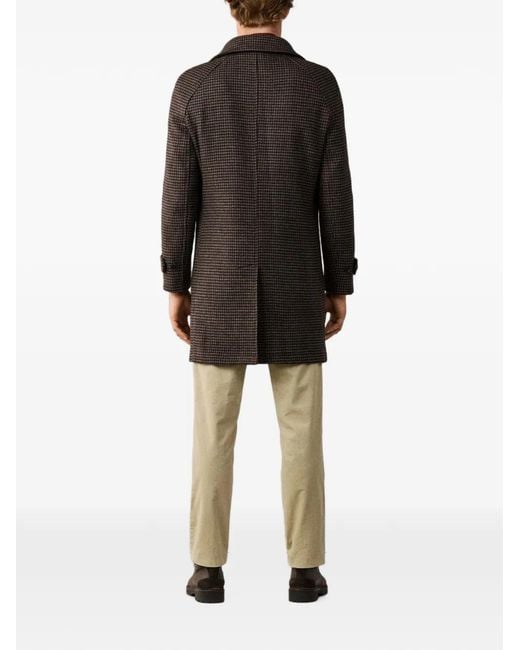 Hackett Brown Houndstooth-Pattern Coat for men