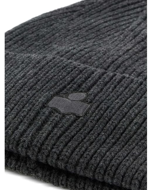 Isabel Marant Black Mayers Ribbed Beanie Hat