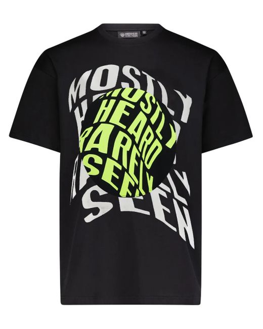 Mostly Heard Rarely Seen Black Logo-Print Cotton T-Shirt for men