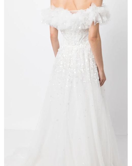 Jenny Packham White Angel Eyes Flared Maxi Dress