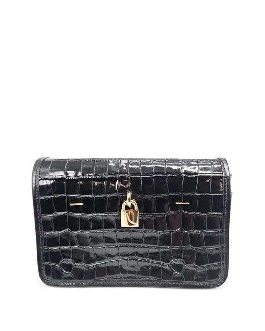 Madison Maison Black Moc Croc Crossbody Bag