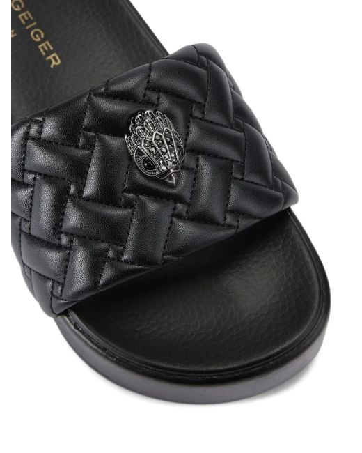 Kurt Geiger Black Meena Eagle Platform Slides