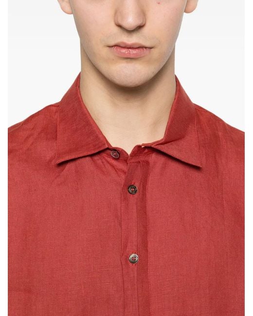 Alpha Studio Red Short-Sleeve Buttoned Shirt for men