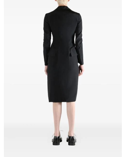 Yohji Yamamoto Notched Lapel Dress Black