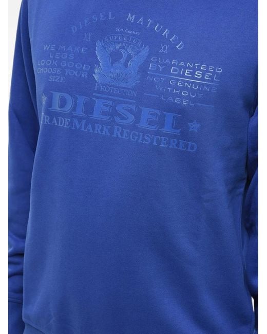 DIESEL Blue Logo-Print Crew-Neck Sweatshirt for men