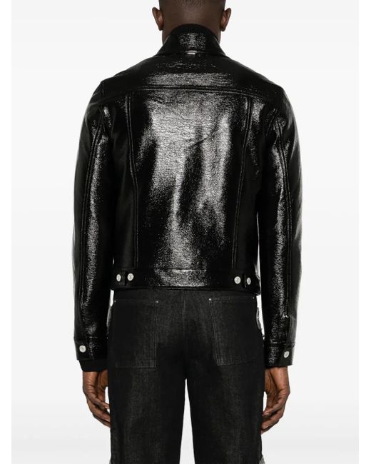 Courreges Black Faux-Leather Button-Up Jacket for men