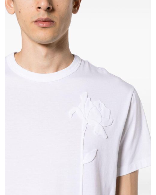 Camiseta con aplique floral Valentino Garavani de hombre de color White