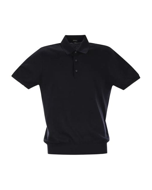 Kiton Black Short-Sleeved Buttoned Polo Shirt for men