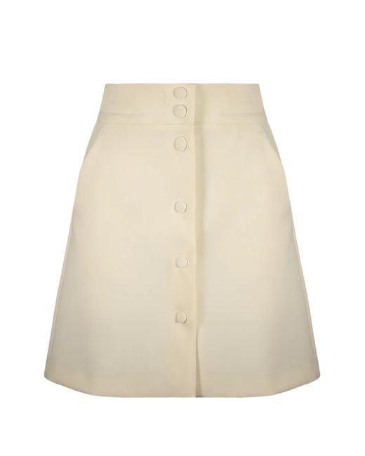 RED Valentino White Button-Front A-Line Mini Skirt