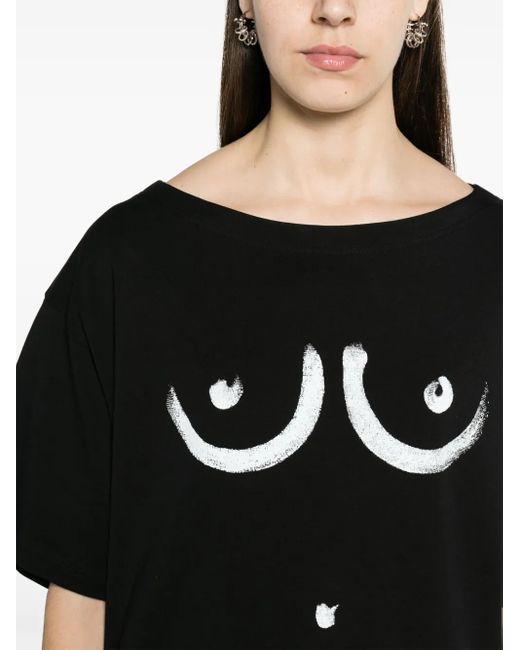 Moschino Black Motif-Print Cotton T-Shirt