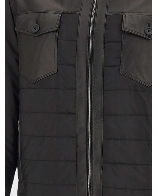 Volfagli Gray Massenzio Leather-Panelled Quilted Jacket for men