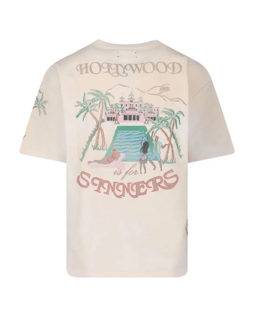 Amiri Natural Graphic-Print Cotton T-Shirt for men