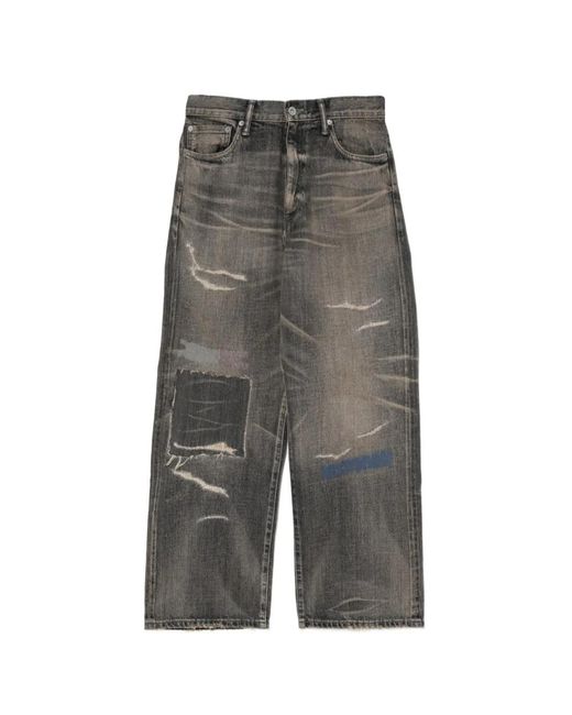Neighborhood Gray Patchwork Distressed Jeans for men