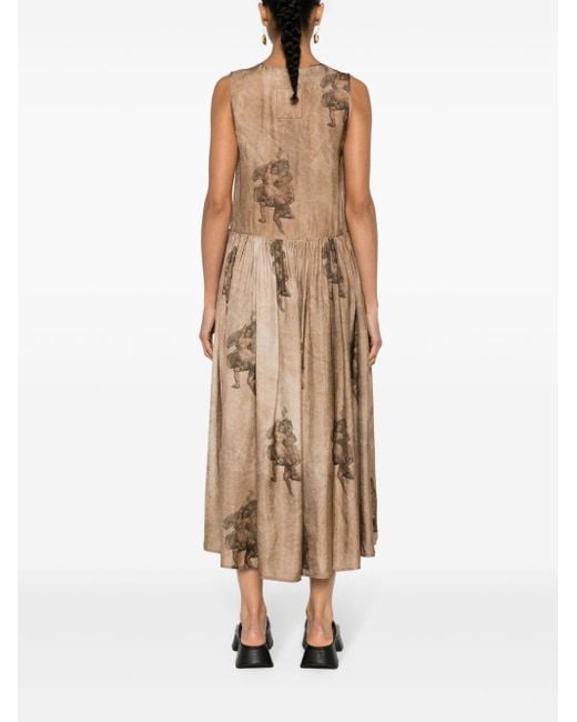 Uma Wang Midi-jurk Met Print in het Natural