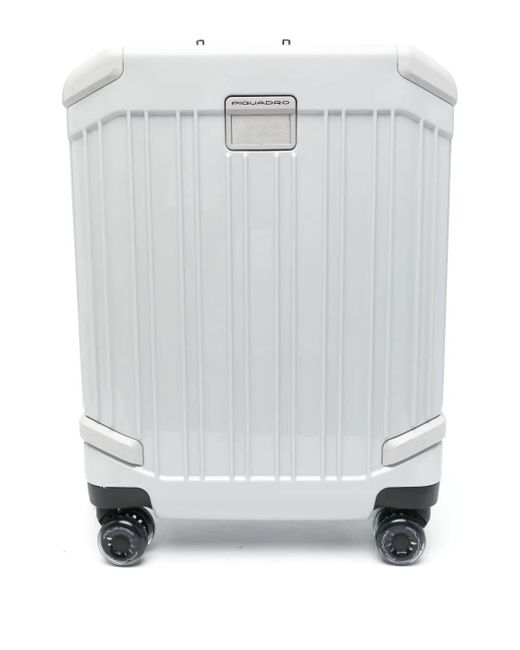 Piquadro White 4 Wheel Cabin Suitcase for men
